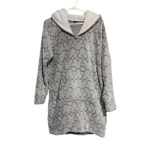 Disney Mickey Mouse Grey Embossed Fleece Hoodie Dress Sherpa Lined Loungewear